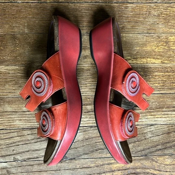 Dansko platform slide sandals orange leather swirl 38 fits US 7.5 & 8 - Picture 3 of 15